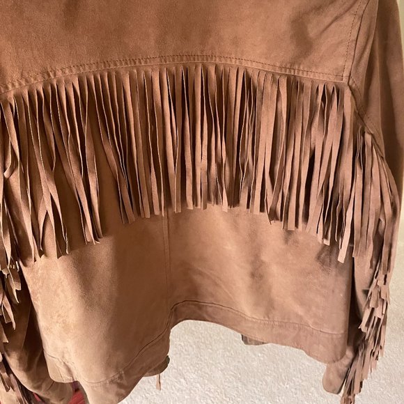 Pam & Gela Brown Suede Vintage Fringe Jacket Size M - Picture 3 of 4